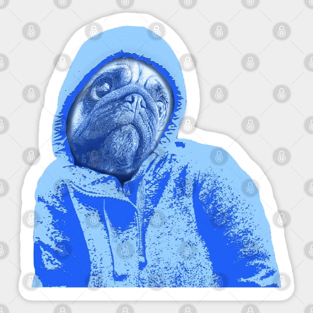 Pug as a Thug, Dog in a Hoodie Sticker by McNutt